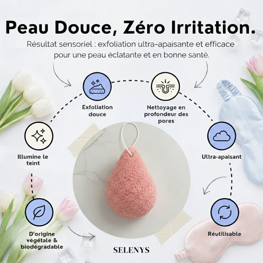 Selenys™ Éponge Konjac à l'argile rose française